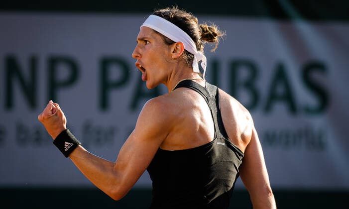 June 1, 2021: Andrea Petkovic of Germany in action during the first round at the 2021 Roland Garros Grand Slam Tournament against Karolina Muchova of the Czech Republic - ZUMAa181 20210601_zaa_a181_243 Copyright: xRobxPrangex