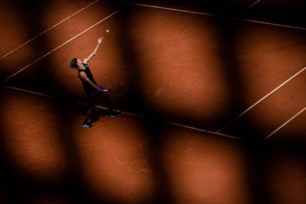 Alexander ZVEREV of Germany serves against Roman SAFIULLIN of Russia on the second round of the French Open tennis tournament at Roland Garros in Paris, France, 2 June 2021. Roland Garros 2021 will run from 30 May to 13 June 2021.  Copyright: xAurelienxMorissardx