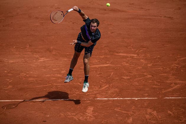 Roman SAFIULLIN of Russia serves against Alexander ZVEREV of Germany on the second round of the French Open tennis tournament at Roland Garros in Paris, France, 2 June 2021. Roland Garros 2021 will run from 30 May to 13 June 2021.  Copyright: xAurelienxMorissardx
