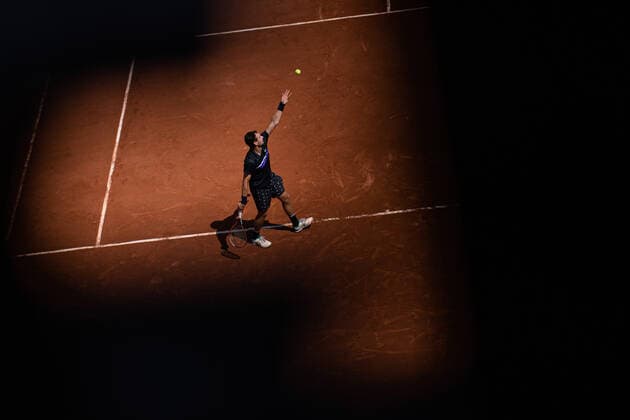 Roman SAFIULLIN of Russia serves against Alexander ZVEREV of Germany on the second round of the French Open tennis tournament at Roland Garros in Paris, France, 2 June 2021. Roland Garros 2021 will run from 30 May to 13 June 2021.  Copyright: xAurelienxMorissardx