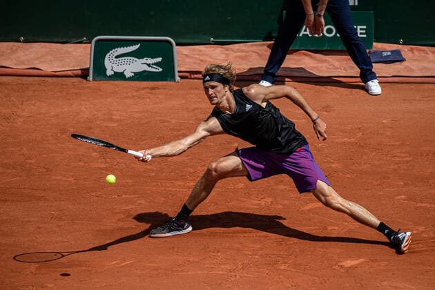 Alexander ZVEREV of Germany plays a ball against Roman SAFIULLIN of Russia on the second round of the French Open tennis tournament at Roland Garros in Paris, France, 2 June 2021. Roland Garros 2021 will run from 30 May to 13 June 2021.  Copyright: xAurelienxMorissardx