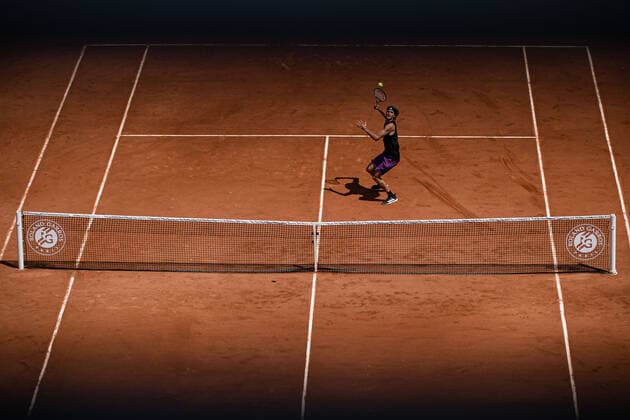 Alexander ZVEREV of Germany plays a ball against Roman SAFIULLIN of Russia on the second round of the French Open tennis tournament at Roland Garros in Paris, France, 2 June 2021. Roland Garros 2021 will run from 30 May to 13 June 2021.  Copyright: xAurelienxMorissardx