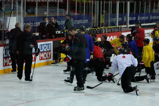 02 06 2021, Riga, Olympic Sports Centre, Team Canada practice 2021 IIHF Ice Hockey World Championship , last details for Team Canada before game against ROC Riga Riga Latvia  Copyright: xJustPictures.ch JarixPestelaccix