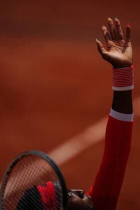 Mandatory Credit: Photo by Javier Garcia BPI Shutterstock (12000887cm) Coco Gauff serves French Open Tennis, Day Four, Roland Garros, Paris, France - 02 Jun 2021 French Open Tennis, Day Four, Roland Garros, Paris, France - 02 Jun 2021  Copyright: xJavierxGarcia BPI Shutterstockx 12000887cm