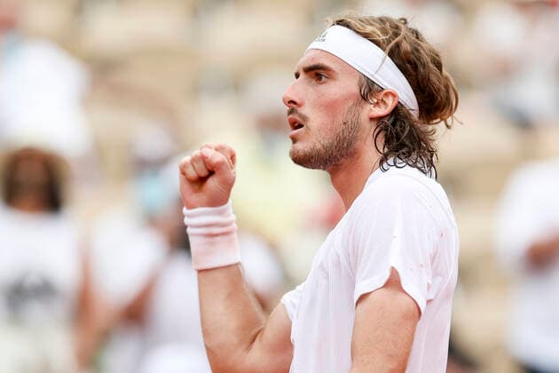 TENNIS - French Open 2021 PARIS,FRANCE,02.June.21 - TENNIS - ATP, Tennis Herren World Tour, French Open, Roland Garros, Grand Slam. Image shows the rejoicing of Stefanos Tsitsipas (GRE).  GEPAxpictures xPatrickxSteiner
