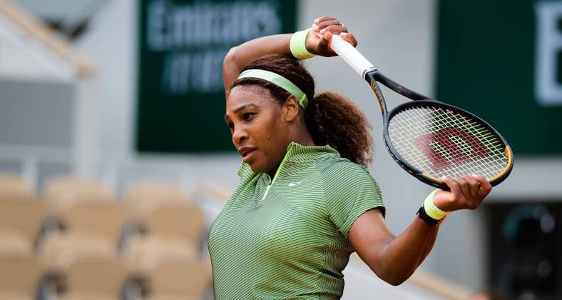 Mandatory Credit: Photo by Rob Prange Shutterstock (12000886fc) Serena Williams of the United States in action during the second round at the 2021 Roland Garros Grand Slam Tournament French Open Tennis, Day Four, Roland Garros, Paris, France - 02 Jun 2021 French Open Tennis, Day Four, Roland Garros, Paris, France - 02 Jun 2021  Copyright: xRobxPrange Shutterstockx 12000886fc