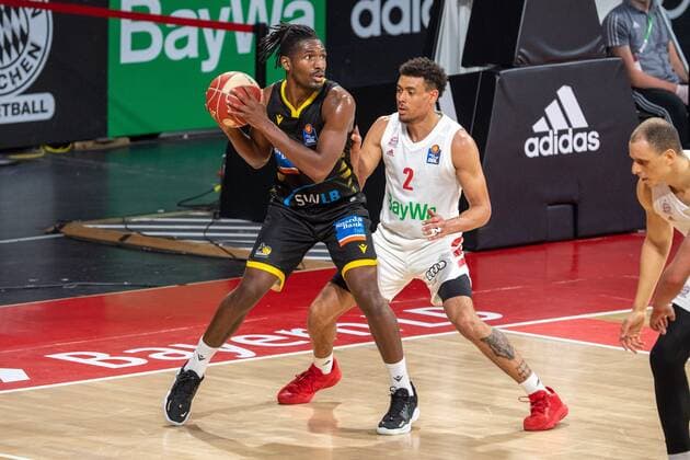 Jaleen Smith 3 MHP Riesen Ludwigsburg , Wade Baldwin 2 FC Bayern , FC Bayern Basketball vs MHP Riesen Ludwigsburg BBL Playoffs, Semifinals, 02 06 2021 Muenchen Bayern Germany Copyright: xkolbert-press UlrichxGamelx