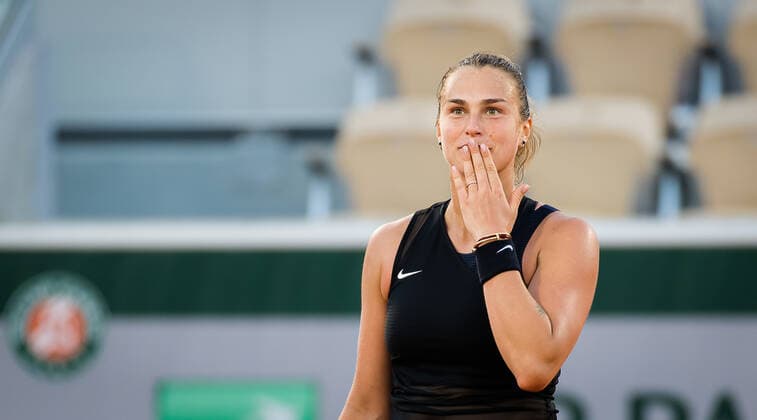 June 2, 2021, PARIS, FRANCE: Aryna Sabalenka of Belarus after winning her second-round match at the 2021 Roland Garros Grand Slam Tournament against Aliaksandra Sasnovich of Belarus PARIS FRANCE - ZUMAa181 20210602_zaa_a181_228 Copyright: xRobxPrangex