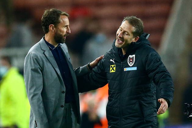 SOCCER - ENG vs AUT, test match MIDDLESBROUGH,ENGLAND,02.JUN.21 - SOCCER - UEFA European Championship, EM, Europameisterschaft preview, OEFB international match, Länderspiel, Nationalmannschaft England vs Austria, friendly match. Image shows head coach Gareth Southgate (ENG) and head coach Franco Foda (AUT).  GEPAxpictures xMichaelxZemanek