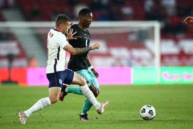 SOCCER - ENG vs AUT, test match MIDDLESBROUGH,ENGLAND,02.JUN.21 - SOCCER - UEFA European Championship, EM, Europameisterschaft preview, OEFB international match, Länderspiel, Nationalmannschaft England vs Austria, friendly match. Image shows Kieran Trippier (ENG) and David Alaba (AUT).  GEPAxpictures xMichaelxZemanek