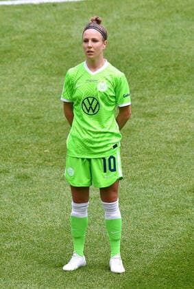 Football, Women, Germany, DFB Pokal Final, Season 2020 2021, Rhein Energie Stadion Cologne Eintracht Frankfurt white VfL Wolfsburg green 0 1 Svenja Huth WOL DFB regulations prohibit any use of photographs as image sequences and or quasi video EDITORIAL USE ONLY