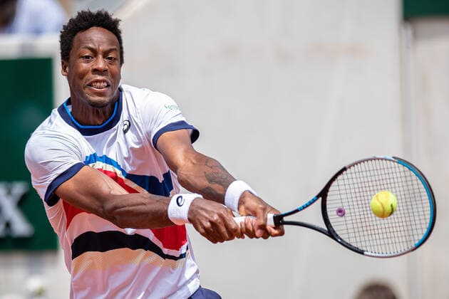 Gael MONFILS of France plays a ball against Mikael YMER of Sweden on the second round of the French Open tennis tournament at Roland Garros in Paris, France, 3 June 2021. Roland Garros 2021 will run from 30 May to 13 June 2021.  Copyright: xAurelienxMorissardx