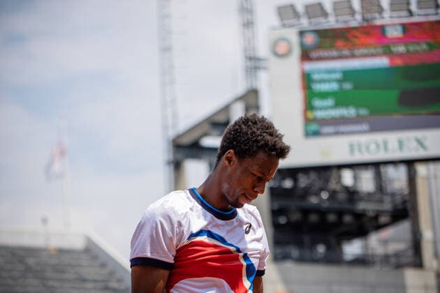 Gael MONFILS of France gestures against Mikael YMER of Sweden on the second round of the French Open tennis tournament at Roland Garros in Paris, France, 3 June 2021. Roland Garros 2021 will run from 30 May to 13 June 2021.  Copyright: xAurelienxMorissardx