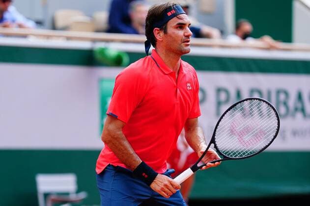 Mandatory Credit: Photo by Javier Garcia BPI Shutterstock (12010909hp) Roger Federer in second round action French Open Tennis, Day Five, Roland Garros, Paris, France - 03 Jun 2021 French Open Tennis, Day Five, Roland Garros, Paris, France - 03 Jun 2021  Copyright: xJavierxGarcia BPI Shutterstockx 12010909hp