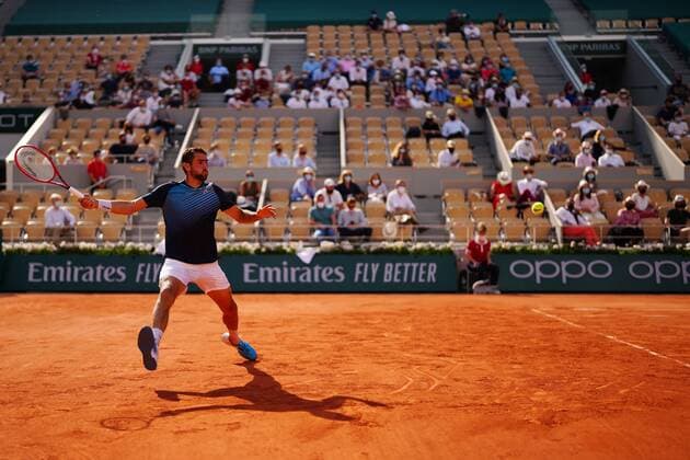 Mandatory Credit: Photo by Javier Garcia BPI Shutterstock (12010909hu) Marin Cilic in second round action French Open Tennis, Day Five, Roland Garros, Paris, France - 03 Jun 2021 French Open Tennis, Day Five, Roland Garros, Paris, France - 03 Jun 2021  Copyright: xJavierxGarcia BPI Shutterstockx 12010909hu