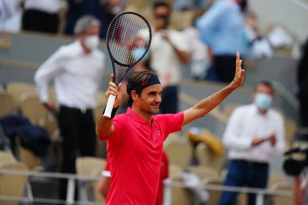 Mandatory Credit: Photo by Javier Garcia BPI Shutterstock (12010909jl) Roger Federer celebrates his win during second round action French Open Tennis, Day Five, Roland Garros, Paris, France - 03 Jun 2021 French Open Tennis, Day Five, Roland Garros, Paris, France - 03 Jun 2021  Copyright: xJavierxGarcia BPI Shutterstockx 12010909jl