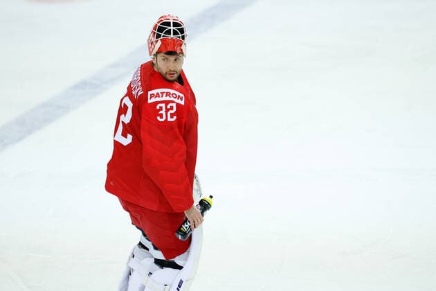 03 06 2021, Riga, Olympic Sports Centre, Quarterfinal Russia Canada 2021 IIHF Ice Hockey World Championship , goalkeeper Sergei Bobrovski Russia during power break Riga Riga Latvia  Copyright: xJustPictures.ch JarixPestelaccix