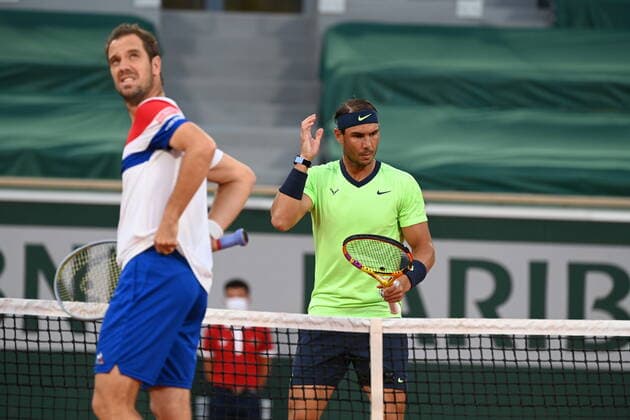 Tennis : Roland Garros 2021 - France - Richard Gasquet - France - Rafael Nadal - Espagne Tennis : Roland Garros 2021 - France - 03 06 2021 chryslenecaillaud Panoramic 