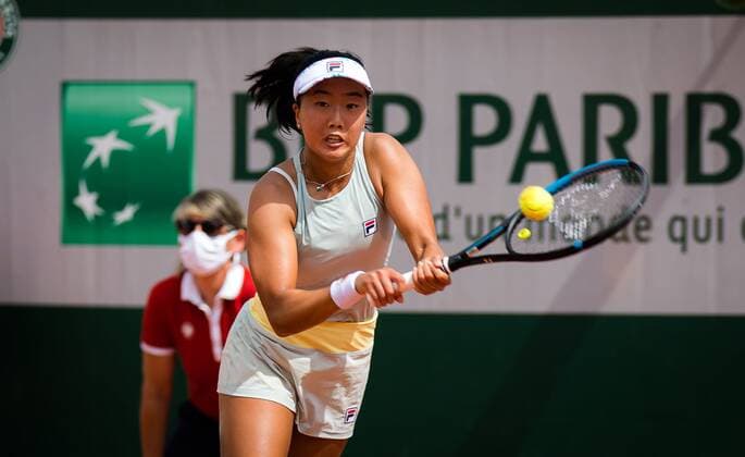 Mandatory Credit: Photo by Rob Prange Shutterstock (12010910gl) Ann Li of the United States playing doubles at the 2021 Roland Garros Grand Slam Tournament French Open Tennis, Day Five, Roland Garros, Paris, France - 03 Jun 2021 French Open Tennis, Day Five, Roland Garros, Paris, France - 03 Jun 2021  Copyright: xRobxPrange Shutterstockx 12010910gl