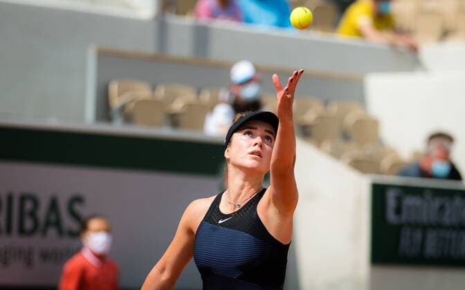 Mandatory Credit: Photo by Rob Prange Shutterstock (12010910gm) Elina Svitolina of the Ukraine playing doubles at the 2021 Roland Garros Grand Slam Tournament French Open Tennis, Day Five, Roland Garros, Paris, France - 03 Jun 2021 French Open Tennis, Day Five, Roland Garros, Paris, France - 03 Jun 2021  Copyright: xRobxPrange Shutterstockx 12010910gm