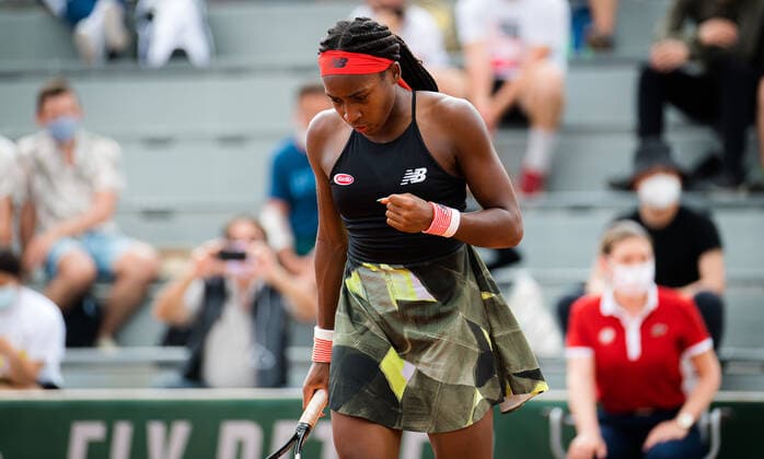 June 3, 2021, PARIS, FRANCE: Cori Gauff of the United States in action during her second-round match at the 2021 Roland Garros Grand Slam Tournament against Qiang Wang of China PARIS FRANCE - ZUMAa181 20210603_zaa_a181_127 Copyright: xRobxPrangex