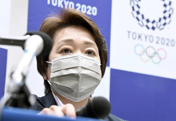 Tokyo Olympic organizing chief Hashimoto Seiko Hashimoto, president of the Tokyo Olympic and Paralympic organizing committee, attends a press conference, PK, Pressekonferenz in Tokyo on June 4, 2021, wearing a face mask amid the coronavirus pandemic. (Pool photo) 