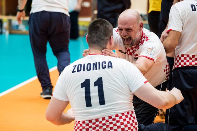 WORLD ParaVolley Mens Final Qualifier Tokyo 2020 Paralympic Games Canada Croatia 04 06 2021 Cheering Croatian men after defeating Canada in a close fifth set WORLD ParaVolley Mens Final Qualifier Tokyo 2020 Paralympic Games Canada Croatia Duisburg Sportschule Wedau Copyright: xBEAUTIFULxSPORTS Wunderlx