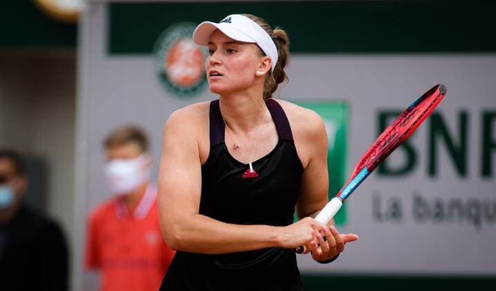 Mandatory Credit: Photo by Rob Prange Shutterstock (12014076cn) Elena Rybakina of Kazakhstan in action during the third round of the 2021 Roland Garros Grand Slam Tournament French Open Tennis, Day Six, Roland Garros, Paris, France - 04 Jun 2021 French Open Tennis, Day Six, Roland Garros, Paris, France - 04 Jun 2021  Copyright: xRobxPrange Shutterstockx 12014076cn