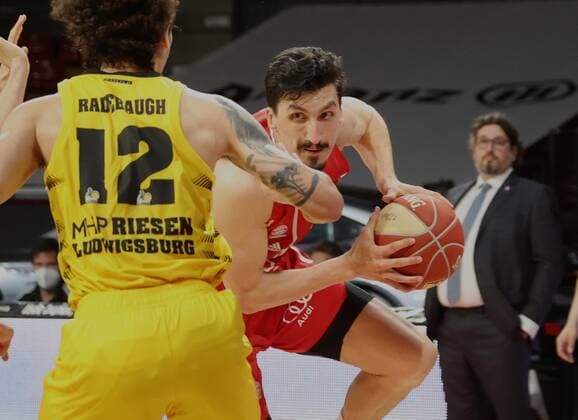 Bayerns 14 Nihad DJEDOVIC basketball, Bayern Ludwigsburg, BBL playoff, semifinal, 4 game, 2020 2021 season, on 4 6 2021 in Munich, A U D I D O M E, Germany Source Copyright Credit Oryk HAIST. x1DX32092.JPGx