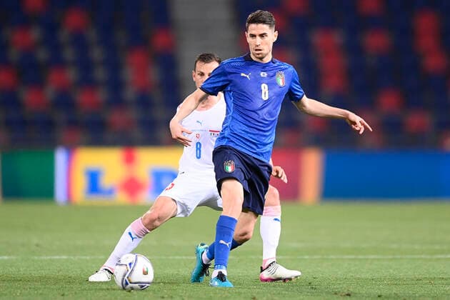Photo LaPresse - Fabio Ferrari June 04, 2021 Bologna, Italy soccer Italy vs Czech Republic - Friendly match - & x2018;Dall Ara Stadium of Bologna. In the pic:Frello Jorge Luiz Jorginho (Italy) Foto LaPresse - Fabio Ferrari 04 Giugno 2021 Bologna, Italia Sport Calcio Italia vs Repubblica Ceca - Gara amichevole - Stadio & x2018;Dall Ara di Bologna. Nella foto:Frello Jorge Luiz Jorginho (Italy) Photo LaPresse - Fabio Ferrari June 04, 2021 Bologna, Italy sport soccer Italy vs Czech Republic - Friendly match - & x2018;Dall Ara Stadium of Bologna. In the pic:Frello Jorge Luiz Jorginho (Italy)  Copyright: xFabioxFerrari LaPresex