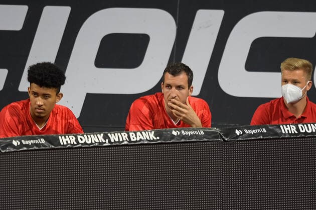 Basketball, BBL, 20210604, FC Bayern Munich MHP RIESEN Ludwigsburg In the picture Paul ZIPSER FC Bayern Munich, 16 on bench Munich Audi Dome Bayern Germany Copyright: Passion2Press MarkusxFischerx