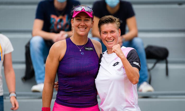 June 4, 2021, PARIS, FRANCE: Nicole Melichar of the United States & Demi Schuurs of the Netherlands playing doubles at the 2021 Roland Garros Grand Slam Tournament PARIS FRANCE - ZUMAa181 20210604_zaa_a181_219 Copyright: xRobxPrangex