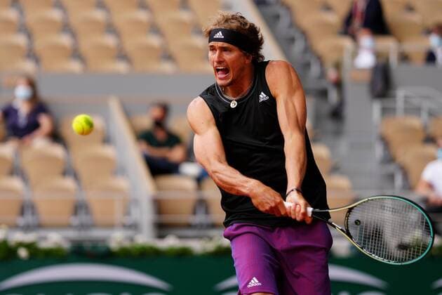 Mandatory Credit: Photo by Javier Garcia BPI Shutterstock (12014081mb) Alexander Zverev in action French Open Tennis, Day Six, Roland Garros, Paris, France - 04 Jun 2021 French Open Tennis, Day Six, Roland Garros, Paris, France - 04 Jun 2021  Copyright: xJavierxGarcia BPI Shutterstockx 12014081mb