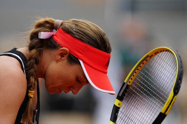 (210605) -- PARIS, June 5, 2021 -- Danielle Collins of the United States reacts during the women s singles third round match between Serena Williams of the United States and Danielle Collins of the United States at the French Open tennis tournament at Roland Garros in Paris, France, June 4, 2021. ) (SP)FRANCE-PARIS-TENNIS-ROLAND GARROS-FRENCH OPEN GaoxJing 