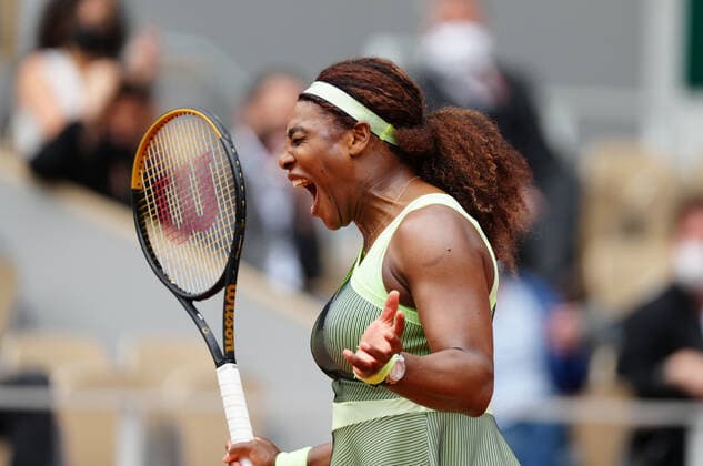 (210605) -- PARIS, June 5, 2021 -- Serena Williams of the United States reacts during the women s singles third round match between Serena Williams of the United States and Danielle Collins of the United States at the French Open tennis tournament at Roland Garros in Paris, France, June 4, 2021. ) (SP)FRANCE-PARIS-TENNIS-ROLAND GARROS-FRENCH OPEN GaoxJing 