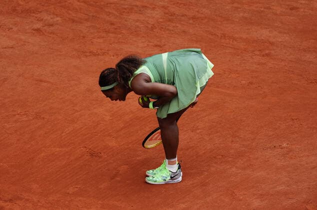 (210605) -- PARIS, June 5, 2021 -- Serena Williams of the United States reacts during the women s singles third round match between Serena Williams of the United States and Danielle Collins of the United States at the French Open tennis tournament at Roland Garros in Paris, France, June 4, 2021. ) (SP)FRANCE-PARIS-TENNIS-ROLAND GARROS-FRENCH OPEN GaoxJing 