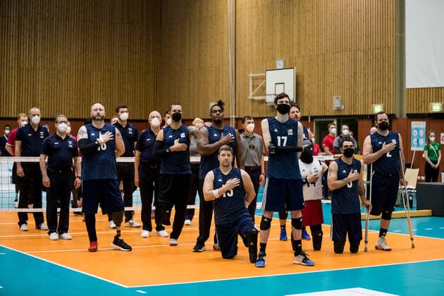 WORLD ParaVolley Mens Final Qualifier Tokyo 2020 Paralympic Games Match for 5th Place 6 USA Canada 05 06 2021 The USA Mens National Team during the anthem WORLD ParaVolley Mens Final Qualifier Tokyo 2020 Paralympic Games Match for 5th Place 6 USA Canada Duisburg Sportschule Wedau Copyright: xBEAUTIFULxSPORTS Wunderlx