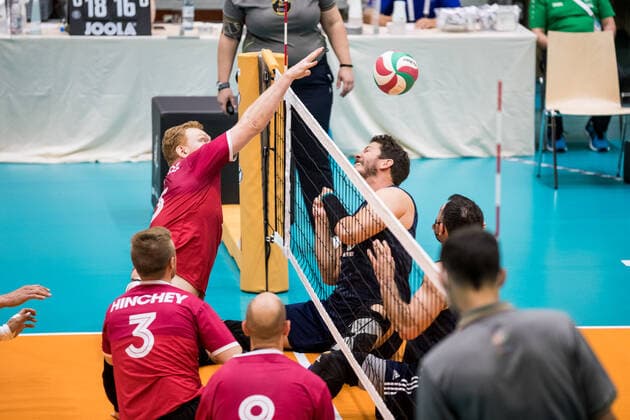 WORLD ParaVolley Mens Final Qualifier Tokyo 2020 Paralympic Games Match for 5th place 6 USA Canada 05 06 2021 Darek Symonowicz Canada, 13 , Eric Duda USA, 5 WORLD ParaVolley Mens Final Qualifier Tokyo 2020 Paralympic Games Match for 5th place 6 USA Canada Duisburg Sportschule Wedau Copyright: xBEAUTIFULxSPORTS Wunderlx