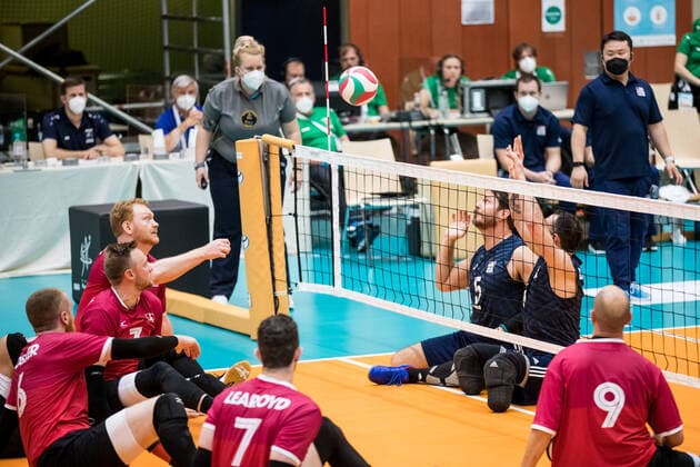 WORLD ParaVolley Mens Final Qualifier Tokyo 2020 Paralympic Games Match for 5th place 6 USA Canada 05 06 2021 Darek Symonowicz Canada, 13 , Eric Duda USA, 5 WORLD ParaVolley Mens Final Qualifier Tokyo 2020 Paralympic Games Match for 5th place 6 USA Canada Duisburg Sportschule Wedau Copyright: xBEAUTIFULxSPORTS Wunderlx