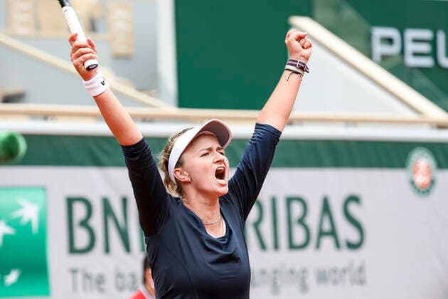 TENNIS - French Open 2021 PARIS,FRANCE,05.June.21 - TENNIS - WTA, Tennis Damen Tour, French Open, Roland Garros, Grand Slam. Image shows the rejoicing of Barbora Krejcikova (CZE).  GEPAxpictures xPatrickxSteiner