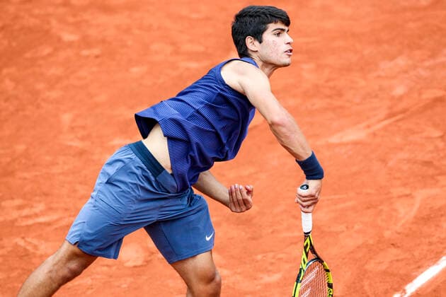 TENNIS - French Open 2021 PARIS,FRANCE,05.June.21 - TENNIS - ATP, Tennis Herren World Tour, French Open, Roland Garros, Grand Slam. Image shows Carlos Alcaraz (ESP).  GEPAxpictures xPatrickxSteiner