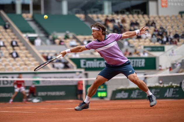 Ricardas BERANKIS of Lituania plays a ball against Novak DJOKOVIC of Serbia during the men s single on the third round of the French Open tennis tournament at Roland Garros in Paris, France, 5 June 2021.  Copyright: xAurelienxMorissardx