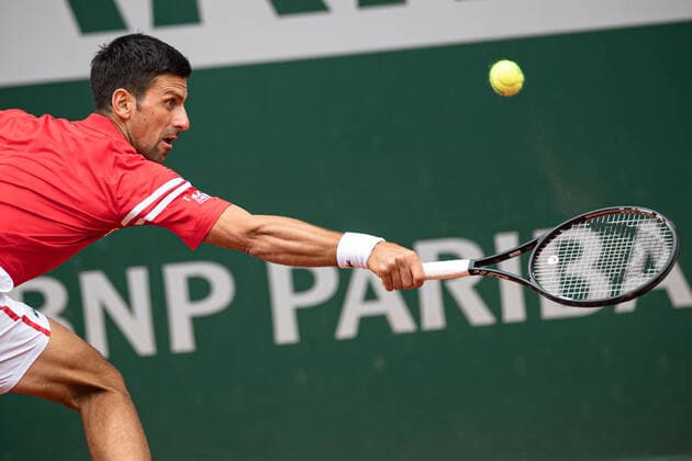 Novak DJOKOVIC of Serbia plays a ball against Ricardas BERANKIS of Lituania during the men s single on the third round of the French Open tennis tournament at Roland Garros in Paris, France, 5 June 2021.  Copyright: xAurelienxMorissardx