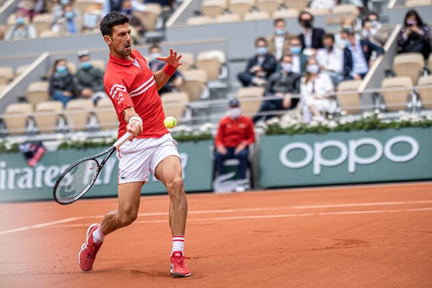 Novak DJOKOVIC of Serbia plays a ball against Ricardas BERANKIS of Lituania during the men s single on the third round of the French Open tennis tournament at Roland Garros in Paris, France, 5 June 2021.  Copyright: xAurelienxMorissardx