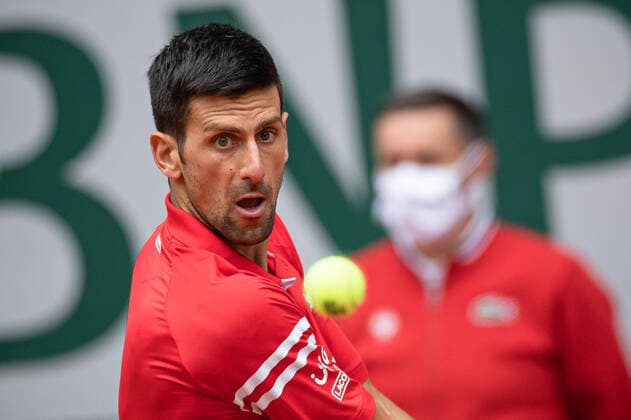 Novak DJOKOVIC of Serbia plays a ball against Ricardas BERANKIS of Lituania during the men s single on the third round of the French Open tennis tournament at Roland Garros in Paris, France, 5 June 2021.  Copyright: xAurelienxMorissardx
