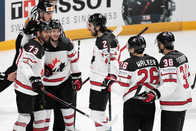 Eishockey, WM, Halbfinale, USA - Kanada celebration goal Canada Pirri (CAN) during World Championship, WM, Weltmeisterschaft 2021 - Semi Finals - USA vs Canada, Ice hockey, Eishockey in Riga, Latvia, June 05 2021  Copyright: xLiveMedia AndreaxRex xIPAx xLiveMediax 0