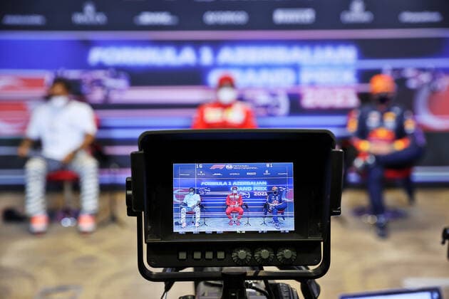 F1 Grand Prix of Azerbaijan 44 Lewis Hamilton (GBR, Mercedes-AMG Petronas F1 Team), 16 Charles Leclerc (MON, Scuderia Ferrari Mission Winnow), 33 Max Verstappen (NED, Red Bull Racing), F1 Grand Prix of Azerbaijan at Baku City Circuit on June 5, 2021 in Baku, Azerbaijan. (Photo by xpbimages.com XPB Images FIA Pool via HOCH ZWEI) Baku Azerbaijan Poolfoto HOCH ZWEI Pool XPB Images ,EDITORIAL USE ONLY
