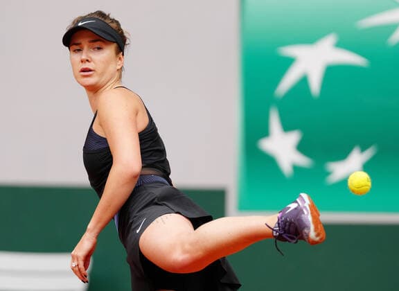(210605) -- PARIS, June 5, 2021 -- Elina Svitolina of Ukraine competes during the women s singles third round match between Elina Svitolina of Ukraine and Barbora Krejcikova of the Czech Republic at the French Open tennis tournament at Roland Garros in Paris, France, June 5, 2021. ) (SP)FRANCE-PARIS-TENNIS-ROLAND GARROS-FRENCH OPEN-WOMEN S SINGLES GaoxJing 