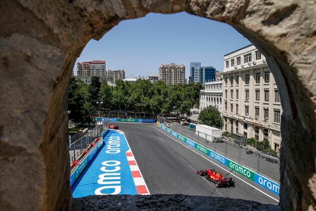 55 Carlos Sainz ESP, Scuderia Ferrari Mission Winnow , F1 Grand Prix of Azerbaijan at Baku City Circuit on June 5, 2021 in Baku, Azerbaijan Photo by HOCH ZWEI Baku Azerbaijan