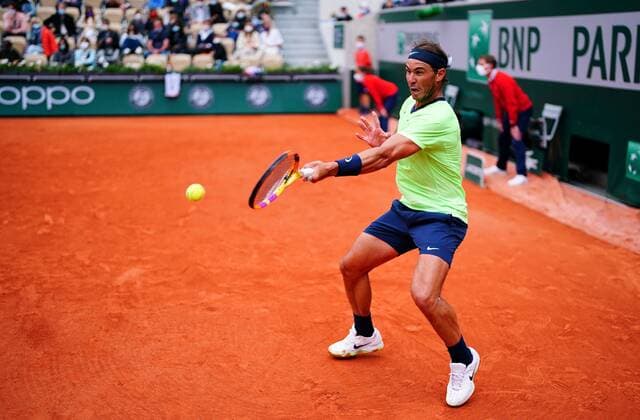 Mandatory Credit: Photo by Javier Garcia BPI Shutterstock (12019122t) Rafael Nadal in third round action French Open Tennis, Day Seven, Roland Garros, Paris, France - 05 Jun 2021 French Open Tennis, Day Seven, Roland Garros, Paris, France - 05 Jun 2021  Copyright: xJavierxGarcia BPI Shutterstockx 12019122t